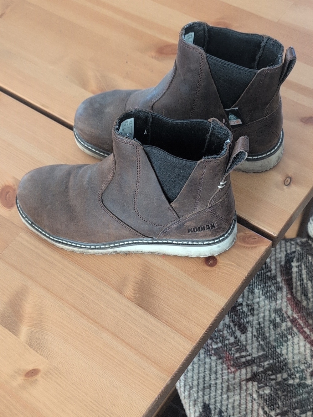 Kodiak Steel Toe Brown Leather Boots with White Sole